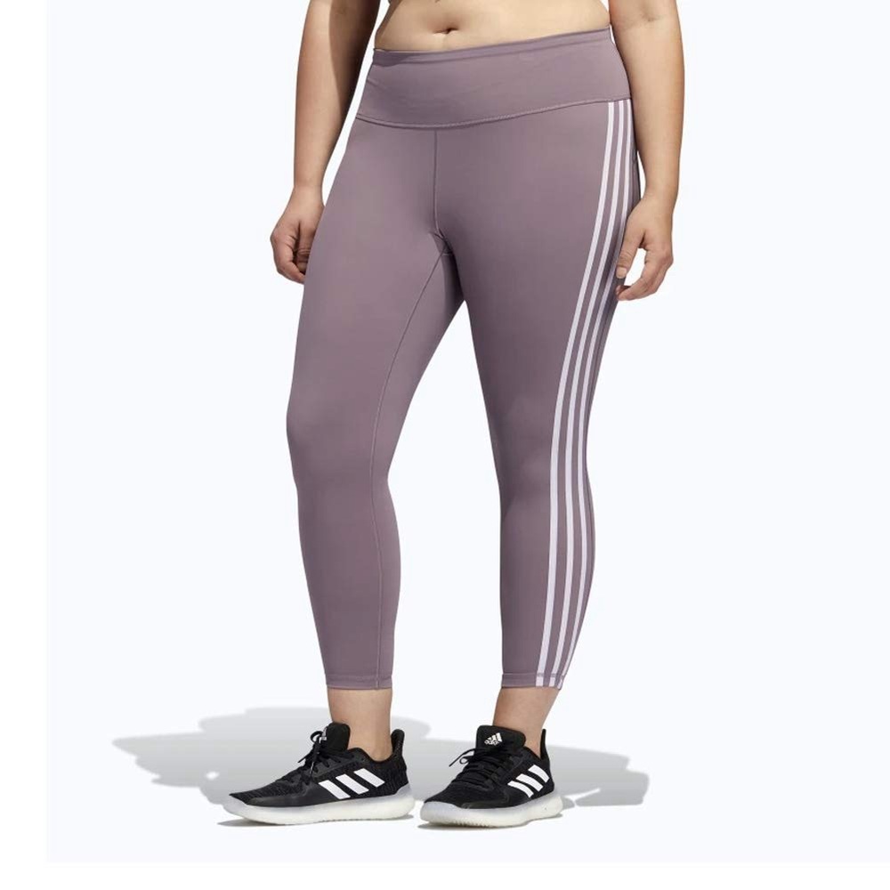 Adidas Women’s Mauve Light Purple 2XL 3-Stripes High-Waisted 7/8 Leggings